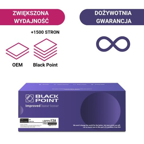 Black Point toner LBPPH12A zastępuje HP Q2612A / CRG-703, 3500 stron Black Point toner LBPPH12A zastępuje HP Q2612A / CRG-703, 3500 stron