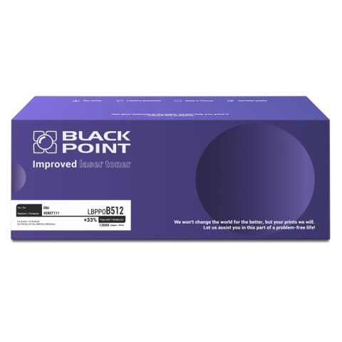 Black Point toner LBPPOB512 zastępuje Oki 45807111, 13000 stron Black Point toner LBPPOB512 zastępuje Oki 45807111, 13000 stron