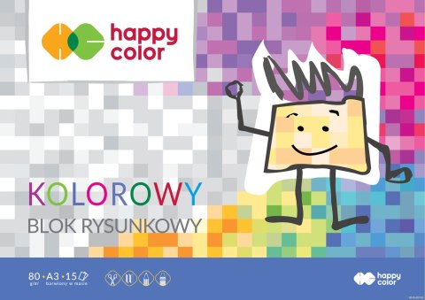 Blok rysunkowy kolorowy A3, 80g, 15 ark, Happy Color HA 3708 3040-09 Blok rysunkowy kolorowy A3, 80g, 15 ark, Happy Color HA 3708 3040-09