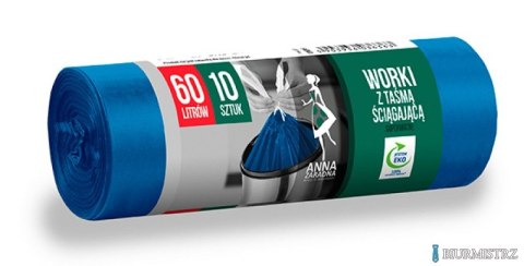 Worki na śmieci 60l supermoc.z taś.(10szt.)nieb. ANNA ZARADNA 36363 Worki na śmieci 60l supermoc.z taś.(10szt.)nieb. ANNA ZARADNA 36363