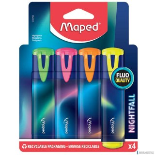 Zakreślacze Nightfall 4 kolory, ścięta końcówka 1-5 mm 740700 Maped