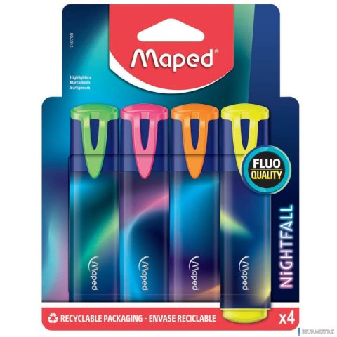 Zakreślacze Nightfall 4 kolory, ścięta końcówka 1-5 mm 740700 Maped Zakreślacze Nightfall 4 kolory, ścięta końcówka 1-5 mm 740700 Maped