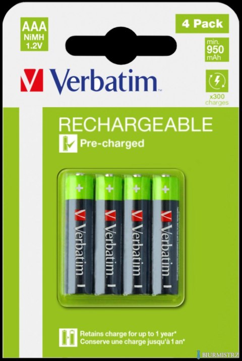 Akumulatory VERBATIM HR3 AAA 950 mAh BLISTER 4szt. 49514 Akumulatory VERBATIM HR3 AAA 950 mAh BLISTER 4szt. 49514