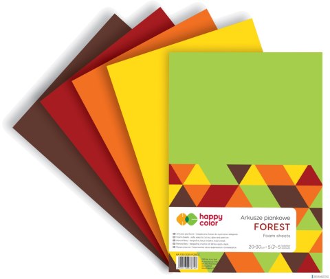 Arkusze piankowe FOREST, A4, 5 ark, 5 kolorów, 2 rodzaje, Happy Color HA 7130 2030-FOREST Arkusze piankowe FOREST, A4, 5 ark, 5 kolorów, 2 rodzaje, Happy Color HA 7130 2030-FOREST