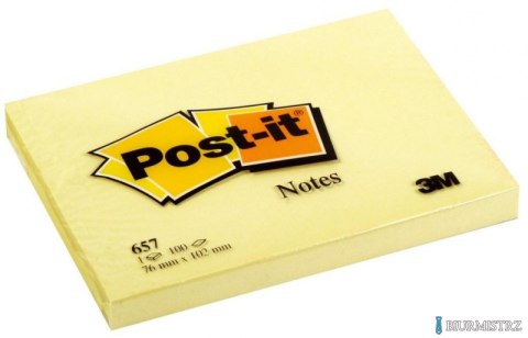 Bloczek samoprzylepny POST-IT (657), 102x76mm, 1x100 kart., żółty (X) Bloczek samoprzylepny POST-IT (657), 102x76mm, 1x100 kart., żółty (X)