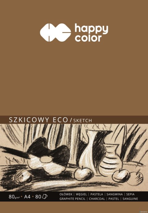 Blok szkicowy ECO, ART, A4, 80 ark, 80g, Happy Color HA 3708 2030-A80 Blok szkicowy ECO, ART, A4, 80 ark, 80g, Happy Color HA 3708 2030-A80