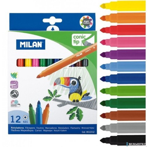 Flamastry ze stożkową końcówką, 12 szt. 0612312 MILAN Flamastry ze stożkową końcówką, 12 szt. 0612312 MILAN