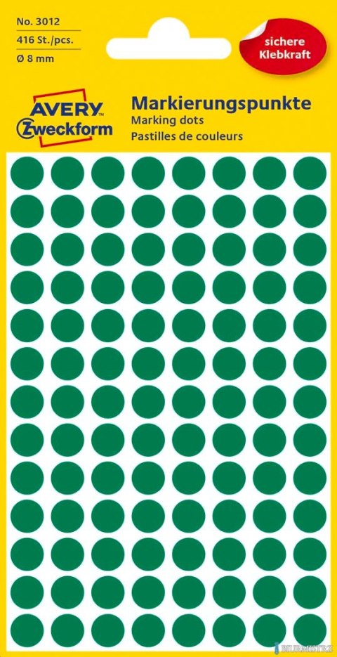 Kółka do zaznaczania zielone 3012 Q8 4ark. trwałe, Avery Zweckform Kółka do zaznaczania zielone 3012 Q8 4ark. trwałe, Avery Zweckform