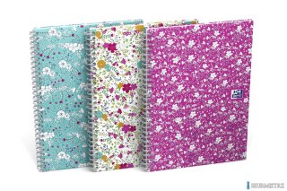 Kołonotatnik A5 60 kartek linia/tagi Floral Oxford 400094953