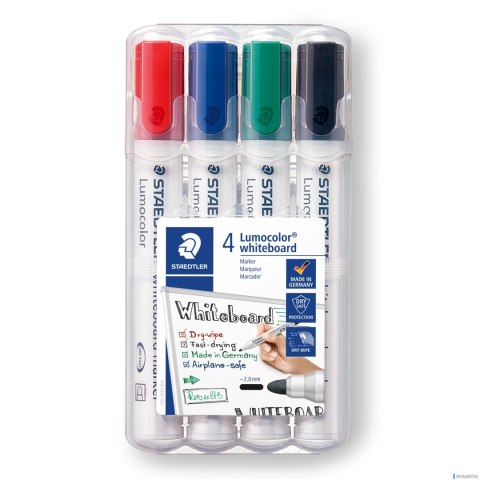 Marker Lumocolor do białych tablic whiteboard, okrągły, 4 kol. (2, 3, 5, 9) w etui box, Staedtler S 351 WP4 Marker Lumocolor do białych tablic whiteboard, okrągły, 4 kol. (2, 3, 5, 9) w etui box, Staedtler S 351 WP4