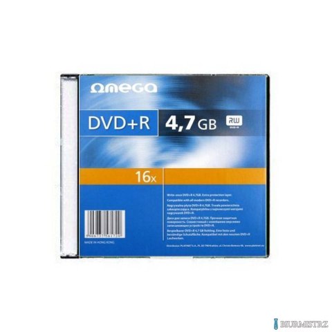 Płyta OMEGA DVD+R 4,7GB 16X SLIM CASE (10) OMD16S+ Płyta OMEGA DVD+R 4,7GB 16X SLIM CASE (10) OMD16S+