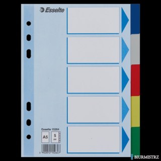 Przekładki plastikowe z PP A5 ESSELTE 5 kart 15264