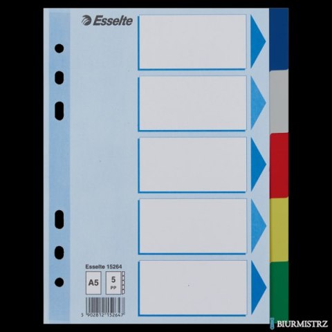 Przekładki plastikowe z PP A5 ESSELTE 5 kart 15264 Przekładki plastikowe z PP A5 ESSELTE 5 kart 15264