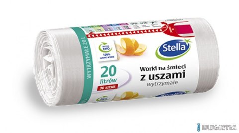 Worki na śmieci z uszami wytrzymałe 20L 30szt. białe (HD-LD) STELLA Worki na śmieci z uszami wytrzymałe 20L 30szt. białe (HD-LD) STELLA