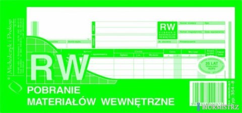 354-8 RW pobranie materiałów wewnętrzne 1/3A4 80 kartek MICHALCZYK 354-8 RW pobranie materiałów wewnętrzne 1/3A4 80 kartek MICHALCZYK
