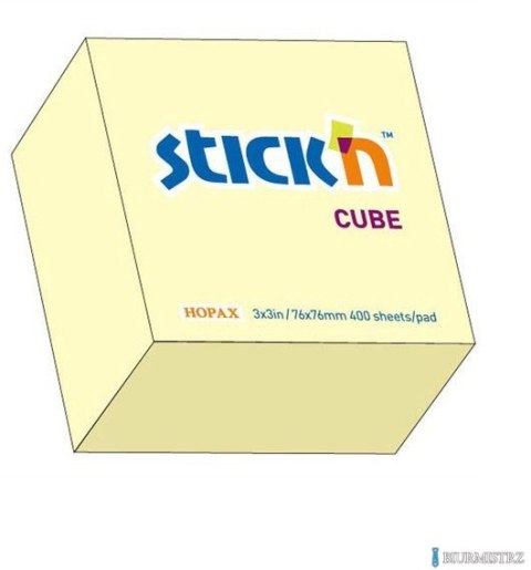 Bloczek STICKN 76x76mm 400k żółty pastelowy 21072 Bloczek STICKN 76x76mm 400k żółty pastelowy 21072