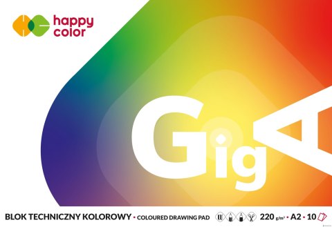 Blok techniczny GigA kolorowy, A2, 10 ark, 220g, Happy Color HA 3722 4060-09 Blok techniczny GigA kolorowy, A2, 10 ark, 220g, Happy Color HA 3722 4060-09
