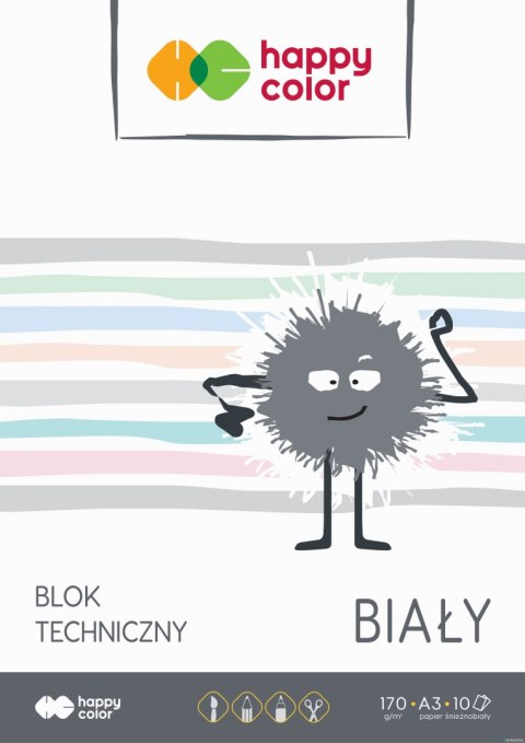 Blok techniczny biały A3, 170g, 10 ark, Happy Color HA 3550 3040-0 Blok techniczny biały A3, 170g, 10 ark, Happy Color HA 3550 3040-0