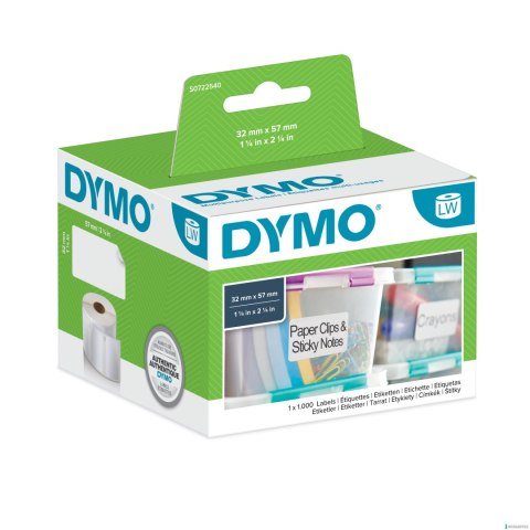 Etykiety DYMO różnego przeznaczenia - 57 x 32 mm, biały S0722540 Etykiety DYMO różnego przeznaczenia - 57 x 32 mm, biały S0722540