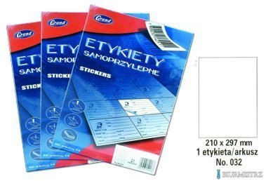 Etykiety samoprzylepne No. 032 210x297 mm GRAND 150-1059 Etykiety samoprzylepne No. 032 210x297 mm GRAND 150-1059