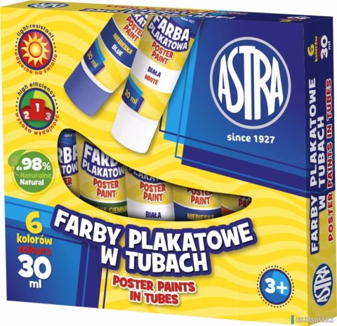 Farby plakatowe Astra 6 kolorów - tuba 30 ml, 83119900 Farby plakatowe Astra 6 kolorów - tuba 30 ml, 83119900