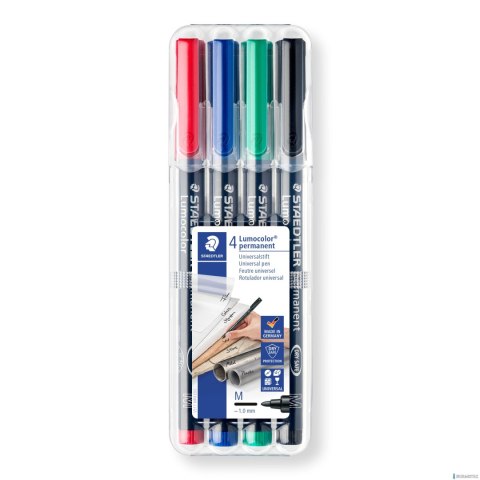 Foliopis Lumocolor, M, wodoodporny, zestaw 4 kol. (2, 3, 5, 9) w etui box, Staedtler S 317 WP4 Foliopis Lumocolor, M, wodoodporny, zestaw 4 kol. (2, 3, 5, 9) w etui box, Staedtler S 317 WP4