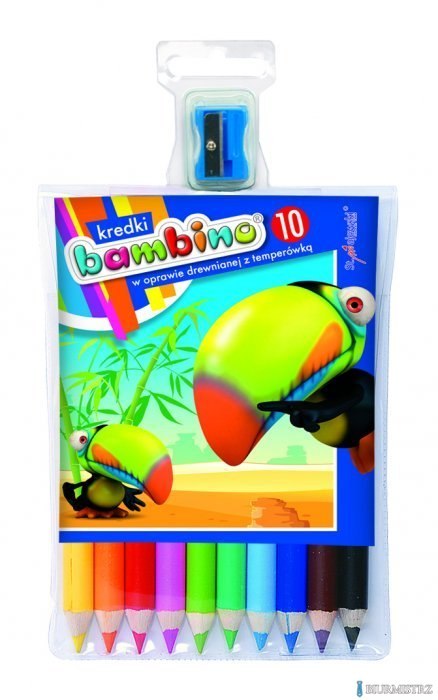 Kredki BAMBINO 10kol.w drewnie 15 cm + temperówka Kredki BAMBINO 10kol.w drewnie 15 cm + temperówka