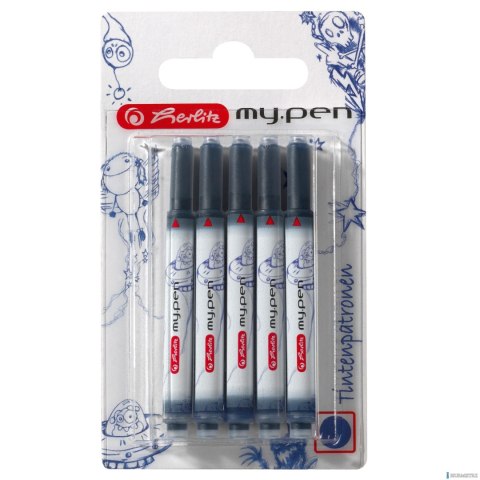 Naboje do piór wiecznych My.Pen, niebieskie, 5 sztuk 300002944 HERLITZ Naboje do piór wiecznych My.Pen, niebieskie, 5 sztuk 300002944 HERLITZ