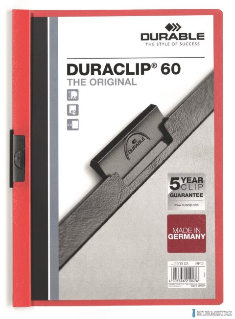 Skoroszyt DURABLE DURACLIP Original 60 czerwony 2209-03 Skoroszyt DURABLE DURACLIP Original 60 czerwony 2209-03