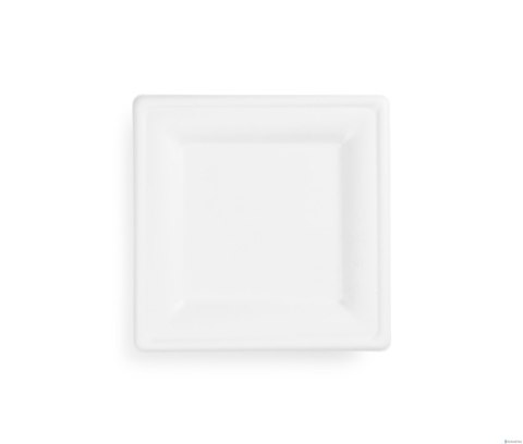 Talerz z trzciny cukrowej, kwadratowy 20x20cm, biały, op. 50 szt. 100% biodegradowalny 84586 Talerz z trzciny cukrowej, kwadratowy 20x20cm, biały, op. 50 szt. 100% biodegradowalny 84586