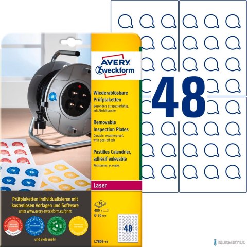 Usuwalne tabliczki inspekcyjne L7803-10 Q20 10ar Avery Zweckform (X) Usuwalne tabliczki inspekcyjne L7803-10 Q20 10ar Avery Zweckform (X)