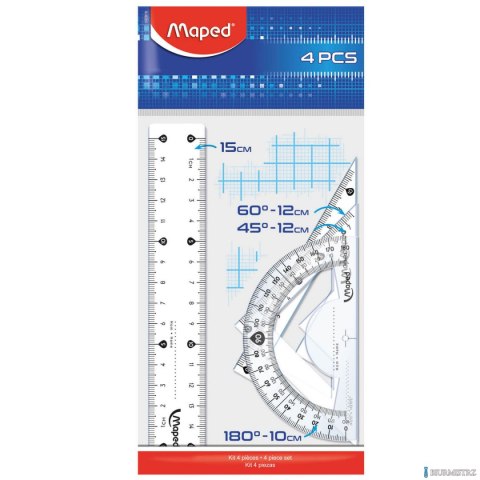 Zestaw geometryczny (linijka 15cm, 2 ekierki, kątomierz) 242815 MAPED Zestaw geometryczny (linijka 15cm, 2 ekierki, kątomierz) 242815 MAPED