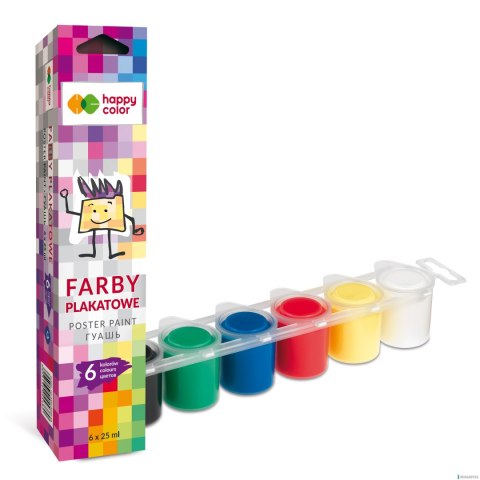 Farba plakatowa tempera, 6 kol x 25ml, Happy color HA 3310 0025-K6 Farba plakatowa tempera, 6 kol x 25ml, Happy color HA 3310 0025-K6