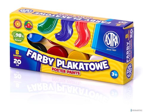 Farby plakatowe Astra 8 kolorów - 20 ml, 83112903 /301123041 Farby plakatowe Astra 8 kolorów - 20 ml, 83112903 /301123041