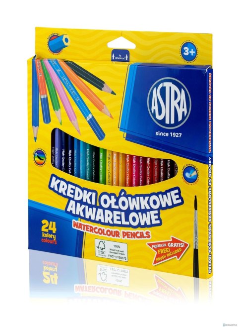 Kredki ołówkowe akwarelowe Astra 24 kolory, 312110005 Kredki ołówkowe akwarelowe Astra 24 kolory, 312110005