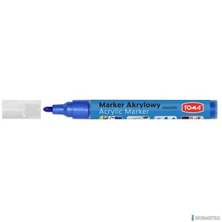 Marker akrylowy, fibrowa końcówka okrągła 2-5mm, niebieski metalic TO-402 Toma