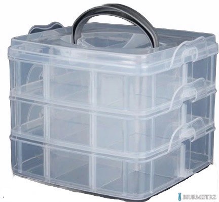 Organizer pojemnik 18 przegródek 3 warstwy 15x15x12,5cm P2007623 na śrubki / koraliki Organizer pojemnik 18 przegródek 3 warstwy 15x15x12,5cm P2007623 na śrubki / koraliki