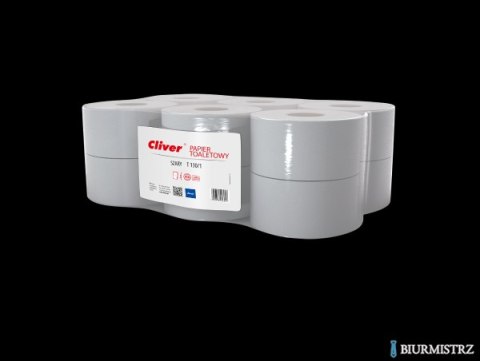 Papier toaletowy jumbo Cliver 130/1 makulatura szary (opak 12 szt.) 6231 Papier toaletowy jumbo Cliver 130/1 makulatura szary (opak 12 szt.) 6231