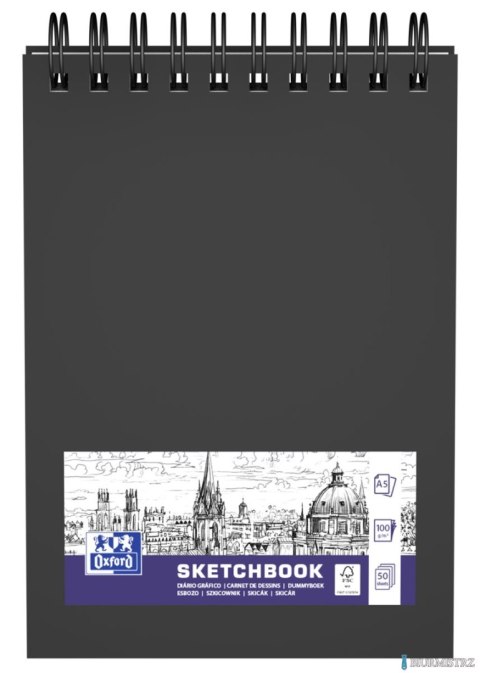 Szkicownik SKETCHBOOK podwójna spirala A5 50k 100g czarny 400152644 OXFORD Szkicownik SKETCHBOOK podwójna spirala A5 50k 100g czarny 400152644 OXFORD