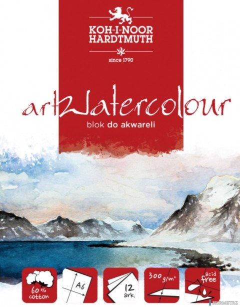 Blok akwarelowy ARTWATERCOLOUR A6 12 KARTEK 300G BLO-WATEA6 Koh i Noor Blok akwarelowy ARTWATERCOLOUR A6 12 KARTEK 300G BLO-WATEA6 Koh i Noor