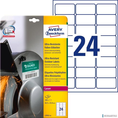 Etykiety UltraResistant L7912-10 63,5x33,9 10ark polietylenowe Avery Zweckform Etykiety UltraResistant L7912-10 63,5x33,9 10ark polietylenowe Avery Zweckform