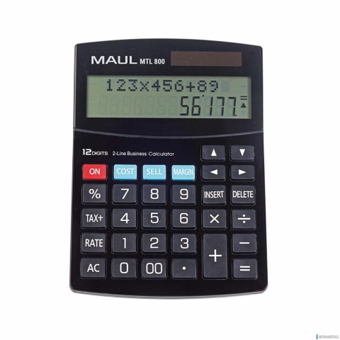 Kalkulator biurkowy BUSINESS PRO MTL800, 12 pozycyjny, dwuliniowy, czarny MAUL 72692/90 ML Kalkulator biurkowy BUSINESS PRO MTL800, 12 pozycyjny, dwuliniowy, czarny MAUL 72692/90 ML