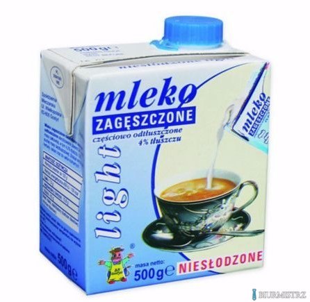 Mleko GOSTYŃ 4% zagęszczone niesłodzone LIGHT 500g Mleko GOSTYŃ 4% zagęszczone niesłodzone LIGHT 500g