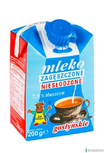 Mleko GOSTYŃ 7,5% zagęszczone niesłodzone 200g Mleko GOSTYŃ 7,5% zagęszczone niesłodzone 200g