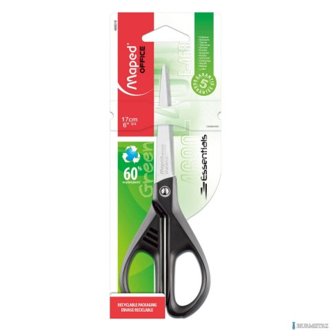 Nożyczki GREENLOGIC 17cm czarne ESSENTIALS MAPED 468010 ekologiczne Nożyczki GREENLOGIC 17cm czarne ESSENTIALS MAPED 468010 ekologiczne