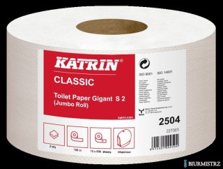 Papier toaletowy KATRIN CLASSIC Gigant S2 2504 150m 12rolek opakowanie