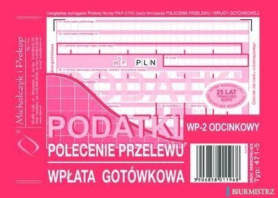 471-5 Podatki Polecenie Przelewu MICHALCZYK&PROKOP A6 80 kartek 471-5 Podatki Polecenie Przelewu MICHALCZYK&PROKOP A6 80 kartek