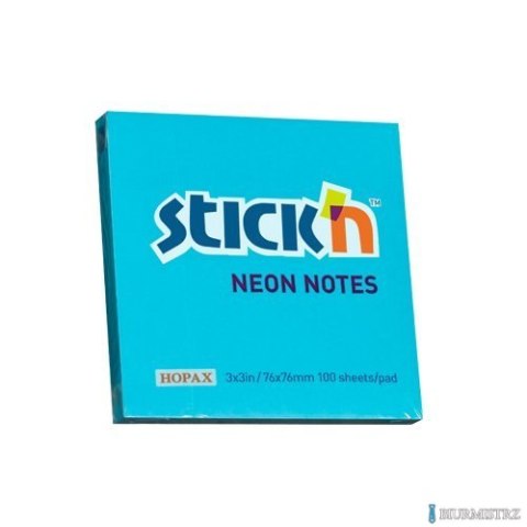 Bloczek STICKN 76x76mm niebieski neonowy 100k 21209 STICKN Bloczek STICKN 76x76mm niebieski neonowy 100k 21209 STICKN