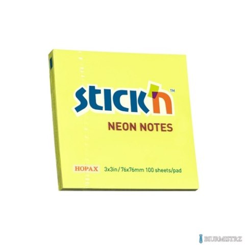 Bloczek STICKN 76x76mm żółty neonowy 100k 21133 STICKN Bloczek STICKN 76x76mm żółty neonowy 100k 21133 STICKN