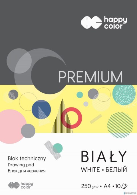 Blok techniczny PREMIUM biały A4, 250g, 10 ark, Happy Color HA 3725 2030-0 Blok techniczny PREMIUM biały A4, 250g, 10 ark, Happy Color HA 3725 2030-0